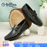 金利来（goldlion）男鞋豆豆鞋春夏季皮鞋男时尚男士皮鞋商务休闲鞋柔软乐福鞋男 黑色（偏大一码） 37