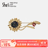 She's茜子梵高向日葵手工钉珠复古瓢虫胸针高档胸花生日礼物送女友