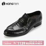 HANG TEN皮鞋男套脚【优质头层牛皮】春季透气商务尖头软面正装鞋男潮鞋 黑色 42 （皮鞋码）