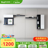 古宜（Guyi） 电视柜 伸缩电视柜茶几组合客厅背景墙柜子家具烤漆北欧电视机柜 【吊柜B】黑色