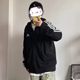 阿迪达斯 （adidas）经典三道杠 外套 运动服立领 夹克 卫衣 男女 GK9032连帽款 M