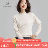 帕什【24新款新色】半高领羊绒衫女100山羊绒百搭针织打底毛衣女ps-02 本白 L (105-120斤)