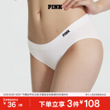 维多利亚的秘密（Victoria's Secret）PINK 夏季舒适无痕3A抗菌抑菌LOGO中腰包臀内裤三角裤女 94D1白色-光面款 11247228 1条 M