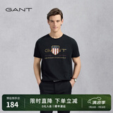 GANT/甘特【100%棉】男女情侣款学院风美式休闲圆领短袖重磅T恤 5黑色 XL
