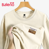 班尼路（Baleno）长袖男秋季美式潮流重磅纯棉运动宽松简约复古休闲圆领打底衫t恤