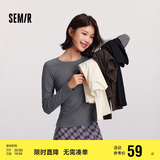 森马（Semir）长袖T恤女吸湿发热抗菌紧身内搭2024圆领抓绒套头衫109724101007