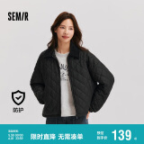 森马（Semir）棉服女灯芯绒翻领菱形格复古2024冬三防宽松轻薄棉衣109724112007