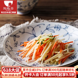 陶趣居日本进口陶瓷线唐草日式米饭碗沙拉碗拉面碗汤碗家用餐具钵碗釉下 16.5*3.5cm 小圆盘6.5英寸