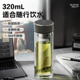 柏吉鹿双层加厚玻璃杯茶水分离泡茶杯食品级高硼硅玻璃水杯男士精品直杯 精品直杯钻石款