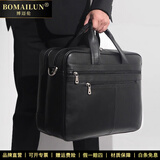 博迈伦（BOMAILUN）商务公文包男真皮手提包【优质牛皮】电脑包大容量旅行出差斜跨包 黑色17寸 43*16.5*30.5cm