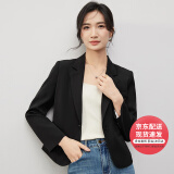 凡琴西装外套女2024春秋短款小个子一粒扣干练 443X73172 黑色 M 
