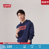 Levi's【特价来袭】李维斯情侣同款经典宽松休闲logo套头连帽卫衣 藏蓝色 19622-0007 S