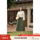 茵曼（INMAN）衬衣女士2025年春季新款女装高级感洋气立领绣花边新疆棉衬衫 浅杏色-18518197 L
