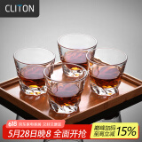 CLITON玻璃威士忌酒杯 风刃纹路烈酒杯洋酒杯家用水杯玻璃杯4只套装