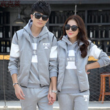 宾克莱卫衣男套装情侣装冬装秋冬季男装运动套装男加绒秋季三件套衣服男 灰色 M (男士)