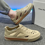 安尚芬洞洞鞋男款夏季外穿防滑防臭透气凉鞋户外溯溪开车运动沙滩拖鞋男 卡其 40-41 正码（内长255mm）