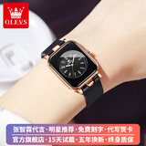 欧利时（OLEVS）瑞士认证品牌手表女时尚方形女表夜光防水学生手表轻奢女士手表 OLEVS-9961-黑胶带玫壳款