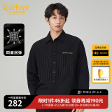 卡宾（CABBEEN）【高级感】金线刺绣长袖衬衫男2024秋季新款宽松弹力潮牌衬衣 煤黑色01 L /175/50