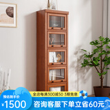 广卓（GOZEAL）美式实木书柜带玻璃门客厅一体整墙家用防尘展示柜落地置物柜书架 小五门（长600*宽330*高1920）