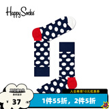 Happy Socks春夏款袜子女男袜薄荷曼波运动彩虹白色棉袜中筒袜 经典波点 1双 M 36-40
