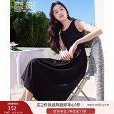 香影黑色无袖背心连衣裙女2025春季新款小黑裙高级感收腰内搭裙子 黑色 S