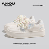 环球厚底增高小白鞋女小众2025新款校园风秋冬休闲板鞋女鞋  米蓝 37