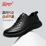 强人加大码运动皮鞋透气时尚简约商务休闲男鞋 JDA87578 黑色 46码