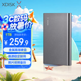 小盘(XDISK)1TB USB3.0金属移动硬盘X系列2.5英寸太空灰 超薄高速便携时尚款文件数据备份存储稳定耐用