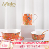 AYNSLEY英国安斯丽小屋花园温莎系列餐具一人食套装高颜值瓷器欧式伴手礼 1人食5件套-橙色 小屋花园温莎系列