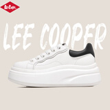 LEE COOPER厚底小白鞋女2025夏季新款休闲鞋增高百搭鞋子女鞋板鞋高颜值轻奢 米黑色 36