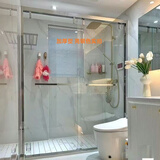 不锈钢淋浴房隔断定制一字型简易干湿分离卫生间移门整体浴室玻璃 【升级版】304不锈钢亮银-包安装 8mm钢化-送货上门包安装