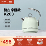 北鼎（Buydeem）电热水壶 家用烧水壶热水壶 304不锈钢烧水器 精铸铝合金把手 小型控温电水壶煮水壶 1.2L 【浅衫绿】K203|精准控温
