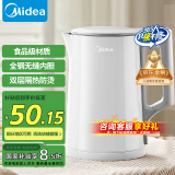 美的（Midea）电热水壶煮水壶家用烧水壶 食品级304不锈钢 双层防烫无缝内胆 自动断电 1.5升大容量 1566