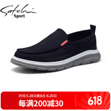沙驰（SATCHI）一脚蹬商务男鞋春季时尚软底套脚休闲鞋懒人鞋驾车鞋子男 蓝色S1T392003B 40