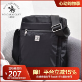 圣大保罗单肩包男士斜挎包休闲牛津布包大容量商务多功能轻便男包时尚出游 竖款黑色大号【22.5*8.5*27cm】