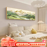 墨派卧室装饰画床头挂画现代简约轻奢酒店墙画客厅背景墙主卧房间壁画 背靠金山 160x50cm适合1.8米床晶瓷