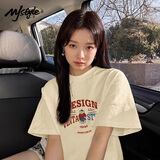 MJ STYLE纯棉短袖T恤男女2025年夏季宽松休闲百搭美式复古风辣妹半袖上衣