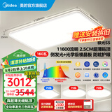 美的（Midea）吸顶灯客厅灯led灯具卧室灯极简2.5cm超薄贴顶侧发光护眼极光S5 1.1米智控调光|三室一厅|高亮