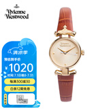 薇薇安·威斯特伍德（Vivienne Westwood）西太后手表女士小表盘女表石英表皮表带生日礼物送女友金色同款 棕色女表 VV090GDBR 23mm