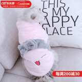 华元宠具（hoopet）猫咪衣服防掉毛幼猫小猫宠物德文猫猫冬季毛衣秋冬无毛猫保暖外套 笑脸两脚装（粉） M：胸围35-40cm（建议约5-7斤）
