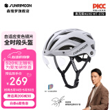 SUNRIMOON森瑞梦骑行头盔山地公路自行车头盔男女智能变色磁吸风镜  藏白 L