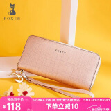 金狐狸（FOXER）牛皮女士钱包大容量长款卡包钱票夹手拿包零钱包520情人节礼物
