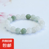 新疆天山翠手串金丝玉白玉手链女款手串女款飘花翠玉圆珠送礼 天山翠圆珠手串 6mm