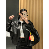COCO LIMITED“咖啡街区”复古美拉德进口绵羊皮真皮皮衣古着夹克外套 高级黑-皮衣版 意大利进口绵羊皮 S