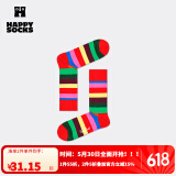 Happy Socks春夏款袜子女男袜薄荷曼波运动彩虹白色棉袜中筒袜 彩红条纹 1双 M 36-40