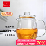 heisou 玻璃耐热带过滤茶水分离双层三件式围炉煮茶泡茶壶650mlKC156
