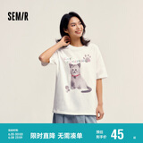 森马短袖t恤女舒适纯棉重磅内搭年可爱萌宠印花上衣109324100025