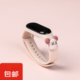电子手表女生男生运动防摔夜光只看时间手环 暴力熊 粉红色