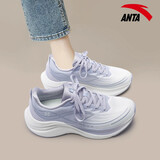 安踏女鞋叶子6跑步鞋女2025秋冬季新款加厚密网厚底增高休闲运动鞋子 -3象牙白/淡紫灰【密网加厚版】 37.5
