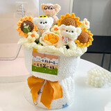 三彩熊小狗向日葵玩偶花束女生生日礼物女士永生花送女朋友感恩圣诞节